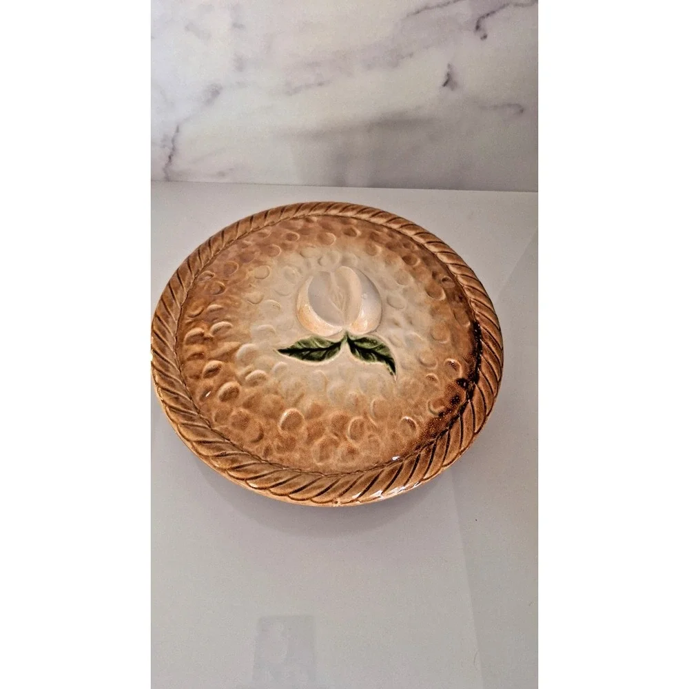 Vintage Ceramic Apple Pie Dish with Lid: Farmhouse‎ Kitchen Decor 10x10